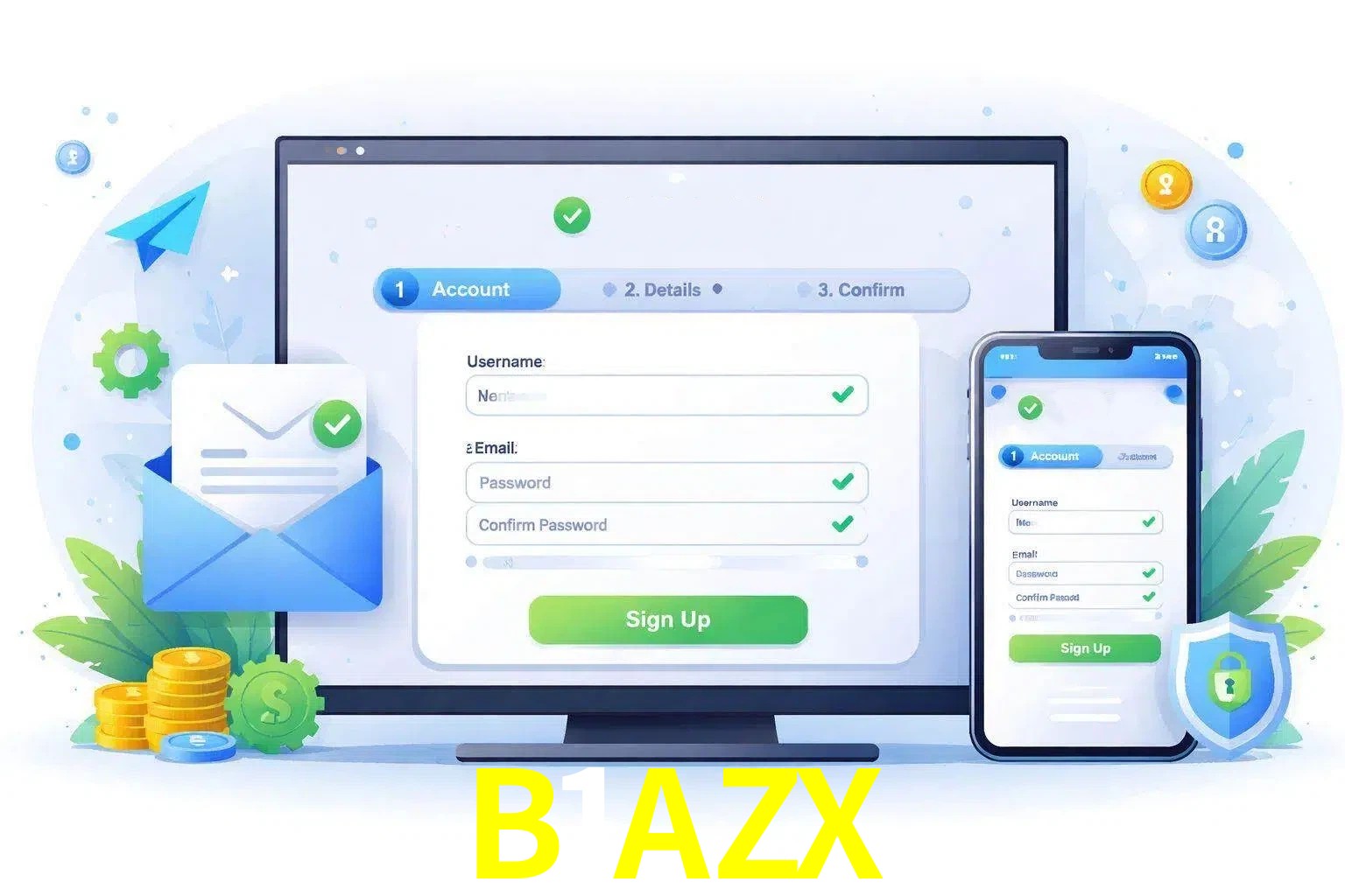 Registro de nuevo usuario y configuración de cuenta B1AZX